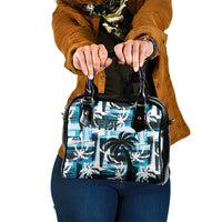 Fijian Rugby Shoulder Handbag Grunge Palm Stylized