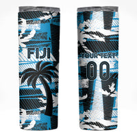 Custom Fijian Rugby Skinny Tumbler Grunge Palm Stylized
