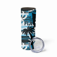 Custom Fijian Rugby Skinny Tumbler Grunge Palm Stylized