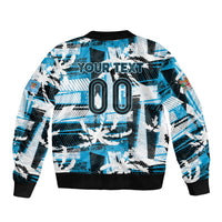 Custom Fijian Rugby Sleeve Zip Bomber Jacket Grunge Palm Stylized