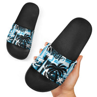 Fijian Rugby Slide Sandals Grunge Palm Stylized
