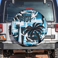 Fijian Rugby Spare Tire Cover Grunge Palm Stylized