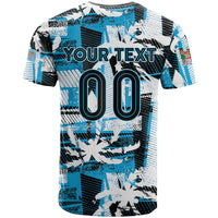 Custom Fijian Rugby T Shirt Grunge Palm Stylized