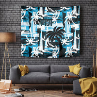 Fijian Rugby Tapestry Grunge Palm Stylized