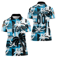 Custom Fijian Rugby Women Polo Shirt Grunge Palm Stylized