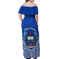 Samoa Rugby Off Shoulder Maxi Dress Manu Samoa Go 2023 World Cup LT01 - Polynesian Pride