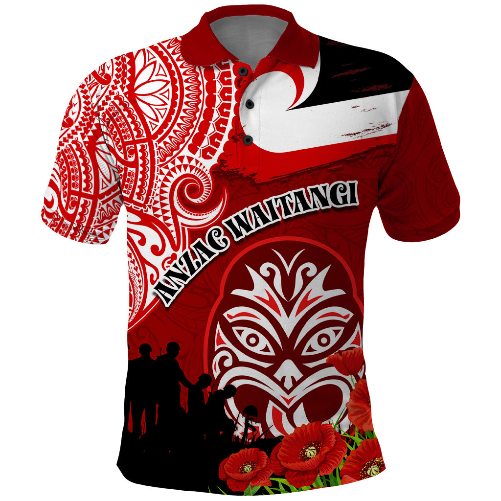 New Zealand ANZAC Waitangi Day Polo Shirt Lest We Forget Soldier Tiki Maori Style LT03 Red - Polynesian Pride