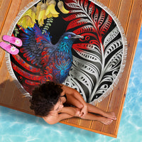 New Zealand Kohwhai Tui Bird Beach Blanket Silver Fern Version LT03 - Polynesian Pride