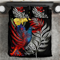 New Zealand Kohwhai Tui Bird Bedding Set Silver Fern Version LT03 Black - Polynesian Pride