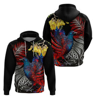 New Zealand Kohwhai Tui Bird Hoodie Silver Fern Version LT03 - Polynesian Pride