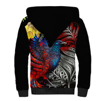 New Zealand Kohwhai Tui Bird Sherpa Hoodie Silver Fern Version LT03 - Polynesian Pride