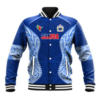 Custom Manu Samoa Rugby Baseball Jacket Polynesian Tattoo LT03 Unisex Blue - Polynesian Pride