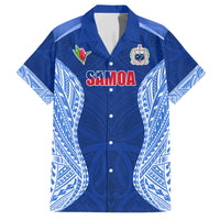 Custom Manu Samoa Rugby Family Matching Long Sleeve Bodycon Dress and Hawaiian Shirt Polynesian Tattoo LT03 Dad's Shirt - Short Sleeve Blue - Polynesian Pride