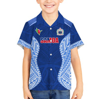 Custom Manu Samoa Rugby Kid Hawaiian Shirt Polynesian Tattoo LT03 Kid Blue - Polynesian Pride