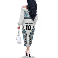 Custom Flying Fijians Rugby Family Matching Off The Shoulder Long Sleeve Dress and Hawaiian Shirt Tapa Tribal Cloth LT03 - Polynesian Pride