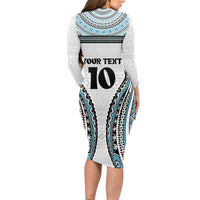 Custom Flying Fijians Rugby Long Sleeve Bodycon Dress Tapa Tribal Cloth LT03 - Polynesian Pride