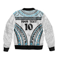 Custom Flying Fijians Rugby Sleeve Zip Bomber Jacket Tapa Tribal Cloth LT03 - Polynesian Pride