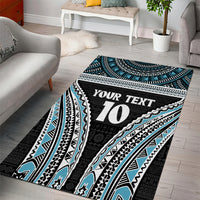 Custom Flying Fijians Rugby Area Rug Tapa Tribal Cloth Black Color
