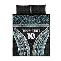 Custom Flying Fijians Rugby Quilt Bed Set Tapa Tribal Cloth Black Color
