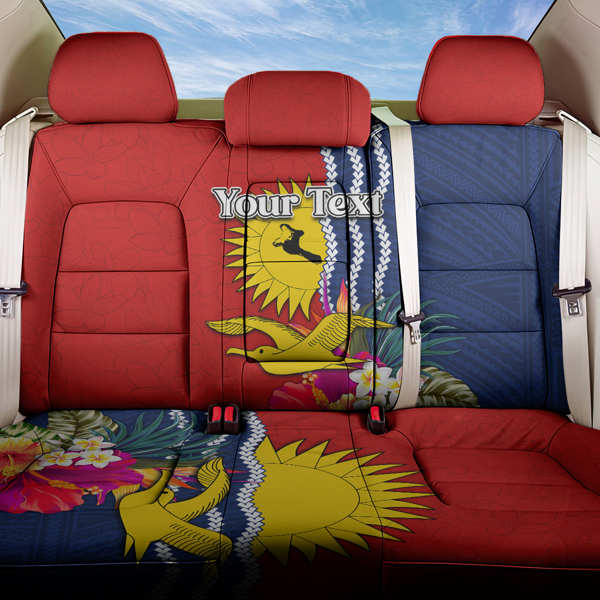 Personalised Kiribati Independence Day Back Car Seat Cover Kiribati Map With Flag Color