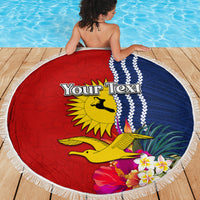 Personalised Kiribati Independence Day Beach Blanket Kiribati Map With Flag Color