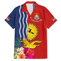 Personalised Kiribati Independence Day Family Matching Summer Maxi Dress and Hawaiian Shirt Kiribati Map With Flag Color LT03 Dad's Shirt - Short Sleeve Red - Polynesian Pride