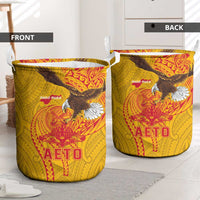 American Samoa Fautasi Race Laundry Basket Aeto Pago Pago with Eagle Samoan Tribal Patterns