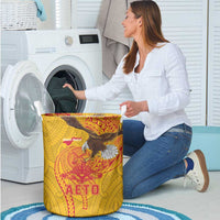 American Samoa Fautasi Race Laundry Basket Aeto Pago Pago with Eagle Samoan Tribal Patterns