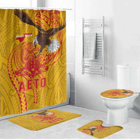 American Samoa Fautasi Race Bathroom Set Aeto Pago Pago with Eagle Samoan Tribal Patterns