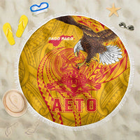 American Samoa Fautasi Race Beach Blanket Aeto Pago Pago with Eagle Samoan Tribal Patterns