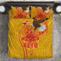 American Samoa Fautasi Race Bedding Set Aeto Pago Pago with Eagle Samoan Tribal Patterns