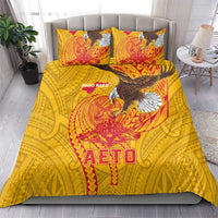 American Samoa Fautasi Race Bedding Set Aeto Pago Pago with Eagle Samoan Tribal Patterns