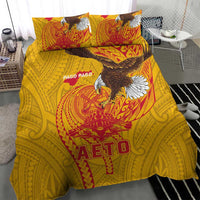 American Samoa Fautasi Race Bedding Set Aeto Pago Pago with Eagle Samoan Tribal Patterns