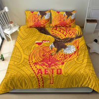 American Samoa Fautasi Race Bedding Set Aeto Pago Pago with Eagle Samoan Tribal Patterns