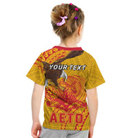 Personalized American Samoa Fautasi Race Kid T Shirt Aeto Pago Pago with Eagle Samoan Tribal Patterns