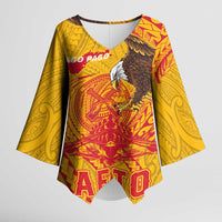 Personalized American Samoa Fautasi Race Kimono Sleeve Blouse Aeto Pago Pago with Eagle Samoan Tribal Patterns LT03 Female Multicolor - Polynesian Pride