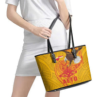 American Samoa Fautasi Race Leather Tote Bag Aeto Pago Pago with Eagle Samoan Tribal Patterns LT03 - Polynesian Pride