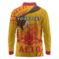 Personalized American Samoa Fautasi Race Long Sleeve Polo Shirt Aeto Pago Pago with Eagle Samoan Tribal Patterns