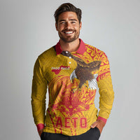 Personalized American Samoa Fautasi Race Long Sleeve Polo Shirt Aeto Pago Pago with Eagle Samoan Tribal Patterns