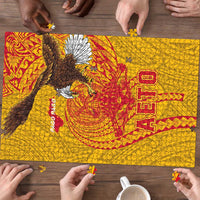 American Samoa Fautasi Race Puzzle Aeto Pago Pago with Eagle Samoan Tribal Patterns