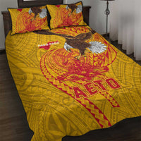 American Samoa Fautasi Race Quilt Bed Set Aeto Pago Pago with Eagle Samoan Tribal Patterns