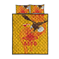 American Samoa Fautasi Race Quilt Bed Set Aeto Pago Pago with Eagle Samoan Tribal Patterns