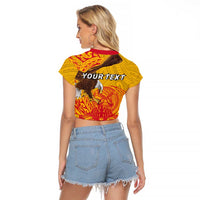 Personalized American Samoa Fautasi Race Raglan Cropped T Shirt Aeto Pago Pago with Eagle Samoan Tribal Patterns