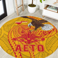 American Samoa Fautasi Race Round Carpet Aeto Pago Pago with Eagle Samoan Tribal Patterns