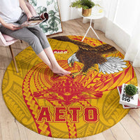 American Samoa Fautasi Race Round Carpet Aeto Pago Pago with Eagle Samoan Tribal Patterns