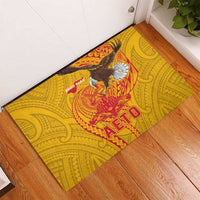 American Samoa Fautasi Race Rubber Doormat Aeto Pago Pago with Eagle Samoan Tribal Patterns
