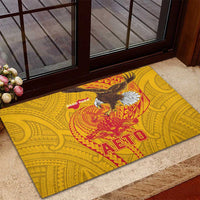 American Samoa Fautasi Race Rubber Doormat Aeto Pago Pago with Eagle Samoan Tribal Patterns