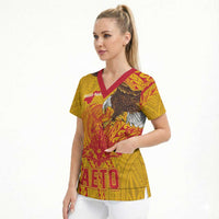 Personalized American Samoa Fautasi Race Scrub Top Aeto Pago Pago with Eagle Samoan Tribal Patterns