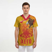 Personalized American Samoa Fautasi Race Scrub Top Aeto Pago Pago with Eagle Samoan Tribal Patterns