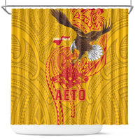 American Samoa Fautasi Race Shower Curtain Aeto Pago Pago with Eagle Samoan Tribal Patterns